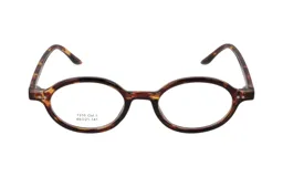 Armazón de acetato color carey con forma redonda.