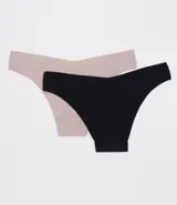 Pack de dos bombachas invisibles, modelo bikini, hechas con tecnología de corte a láser para mayor comodidad.