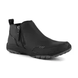 Botín casual Skechers Relaxed Fit: Reggae Fest 2.0 - Zip On By, color negro. Fabricado con materiales 100% veganos, capellada de piel sintética lisa con cierre lateral de cremallera y plantilla SKECHERS Memory Foam.