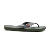 Ojotas Havaianas modelo Track Waves, color verde militar con logo en naranja.