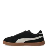 Championes Puma Club II Era Suede de mujer, color negro con franja lateral blanca y suela marrón.
