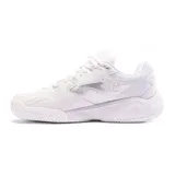 Championes deportivos Joma Master 1000 Lady, color blanco con detalles plateados. Diseñados para pádel y tenis, ideales para entrenamientos de baja frecuencia.