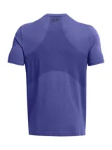 Remera deportiva Under Armour Vanish Seamless de hombre, color negro con logo plateado en el pecho. Confeccionada en tejido transpirable de secado rápido y sin costuras para evitar el roce.