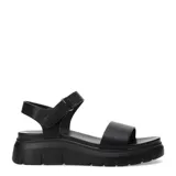 Sandalias negras con plataforma y tobillera ajustable.