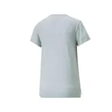 Remera deportiva Puma de mujer color celeste jaspeado, de manga corta y corte clásico.