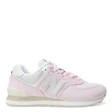 Championes urbanos New Balance modelo 574, color rosa y blanco, confeccionados en gamuza y malla, con logo "N" característico en los laterales y entresuela ENCAP.