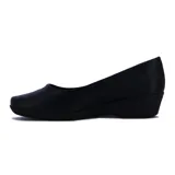 Zapato de mujer Comfortlex, color negro, con taco corrido y punta redondeada.
