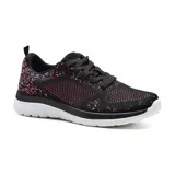 Championes deportivos American Sport Ikia, color negro con detalles en rosa y blanco, con capellada de tejido de punto y suela blanca.