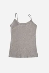 Musculosa básica gris de algodón con tirantes finos ajustables y corte regular.