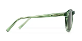 Lentes de sol Kubu All Olive con montura redonda color verde y lentes polarizados verdes.