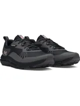 Zapatillas de running Under Armour Charged Verssert 2 para mujer, color gris oscuro y negro con detalles en rosa.