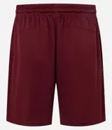 Bermuda deportiva color borgoña, con cintura elástica ajustable con cordón, bolsillos laterales y estampado lateral con la palabra 'Get Over'. Confeccionada con tecnología Dry que facilita la evaporación del sudor.