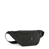 Riñonera Puma Deck Waist Bag color negro con logo blanco estampado.