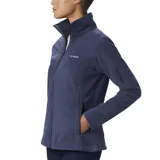 Campera Columbia de microfibra color azul con cierre frontal completo, cuello alto y bolsillos laterales con cierre.