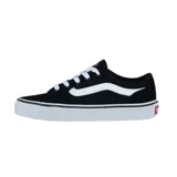 Championes Vans Filmore Decon negros con la franja lateral blanca y cordones blancos.