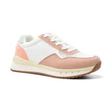 Championes urbanos American Sport Davo Lady, color beige con detalles en rosa y suela blanca con detalles en rosa.