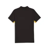 Polo Puma Cap Evostripe de hombre, color negro con detalles en amarillo, cuello clásico con botones, logo de Puma bordado en el pecho y escudo del Club Atlético Peñarol.
