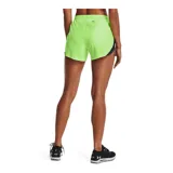 Short deportivo Under Armour Fly By Elite 3, color blanco, con cintura elástica, logo reflectivo y paneles laterales de malla.