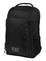 Mochila negra unisex con ribetes de cordón, compartimento principal grande con bolsillo interior forrado, logotipo reflectante estampado, bolsillos laterales de malla, bolsillo frontal con cremallera y panel organizador con ranuras para bolígrafos y cordón para llaves. Fabricada en poliéster ripstop reciclado.