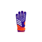 Guantes de arquero Adidas Predator, color naranja y azul con detalles en blanco.