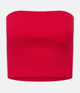 Blusa corta sin breteles de rib con textura acanalada.