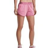 Short deportivo Under Armour Play Up 3.0 Twist de mujer, color rosa, corte suelto, tela suave y liviana, pretina elástica expuesta con estampado y bolsillos laterales.