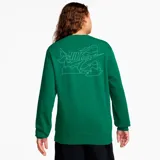 Buzo de frisa Nike Club Fleece color verde con cuello redondo y logo estampado en el pecho y en el puño.