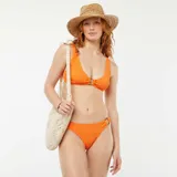Sujetador de bikini naranja de punto gofrado con anilla de fantasía.