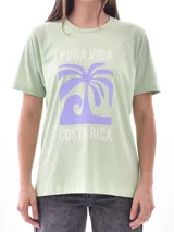 Remera blanca con estampado de dos tigres rojos enfrentados y texto en chino.