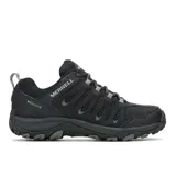 Championes de senderismo Merrell Crosslander 3, color negro con detalles en gris. Capellada de gamuza y malla transpirable, cierre de cordones, puntera sintética protectora, plantilla de espuma EVA reciclada y suela de goma adherente.