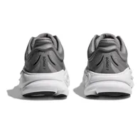 Championes de running Hoka Bondi 9 color gris con detalles en negro y blanco.