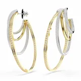 Aros colgantes con forma de espiral, con aros bañados en tono oro y aros con baño de rodio, adornados con Swarovski Zirconias transparentes.