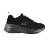 Zapatillas Skechers Fashion Fit True Feels de color negro, con capellada de cuero y cordones. Cuenta con plantilla Skechers Memory Foam y media suela con absorción de impactos.