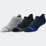 Pack de tres pares de medias deportivas Stance Run Tab, invisibles, con tecnología Feel360 e Infiknit, en colores gris, negro y azul.
