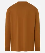 Remera de manga larga color blanco, confeccionada en algodón, con cuello redondo y puños ajustados.