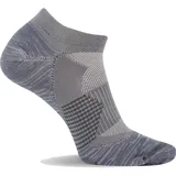 Calcetines deportivos negros con detalles en gris y naranja, de corte bajo, con tecnología NanoGLIDE® para mayor durabilidad, MerinoMax para control de la humedad, soporte de arco y zonas de malla para transpirabilidad.
