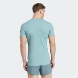 Remera de running Adidas Adizero Essentials color celeste con logo blanco en el pecho.