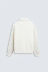 Sudadera azul marino de cuello alto con cierre frontal de cremallera, corte relaxed fit, manga larga y terminaciones en rib.