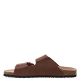 Sandalias de hombre negras con dos tiras anchas ajustables con hebilla, plantilla anatómica de corcho y suela de goma.