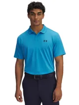 Remera polo Under Armour Matchplay para hombre, color celeste con logo negro bordado en el pecho.
