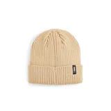 Gorro de lana color beige con logo de Puma en etiqueta gris.