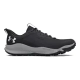 Championes de trail running Under Armour Charged Maven Trail, color marrón con detalles en naranja y negro. Diseñados para senderos, con capellada de malla transpirable, entresuela Charged Cushioning para amortiguación y suela de goma con tacos para tracción.