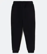 Pantalón de jogging deportivo gris oscuro, con cintura elástica, cordón de ajuste y bolsillos laterales.