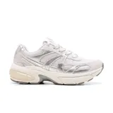 Championes Skechers Shadow Stellar 90 para mujer, color blanco con detalles plateados. Confeccionados con duraleather metálico y malla, plantilla Skechers Air Cooled Memory Foam y suela Li que proporciona una excelente tracción.