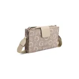 Bandolera Guess modelo Madix, color marrón con estampado del logo de la marca. Tiene una correa de hombro ajustable y cierre con cremallera.