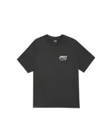 Remera negra de manga corta con logo de la marca Obey en el pecho y estampado con la frase "Obey Real Civilization" en blanco.