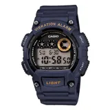 Reloj digital Casio modelo W735H-2AVDF, con caja de resina azul, pantalla digital con luz LED, alarma, cronómetro, calendario y resistencia al agua hasta 100 metros.