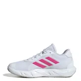 Championes Adidas Amplimove W, color blanco con detalles rosados, ideales para tenis.