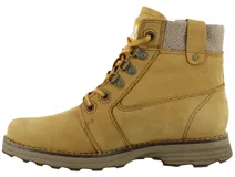 Botas Caterpillar Casual Charly color amarillo ocre, de caña media, con cordones y detalles de la marca.