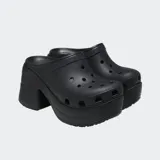 Zuecos Crocs Siren Clog color negro con plataforma y tacón.
